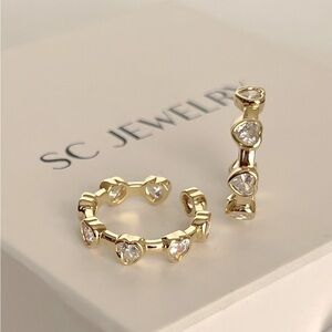 14k Gold Plated Heart Ring Adjustable Women’s Luxury Jewelry
